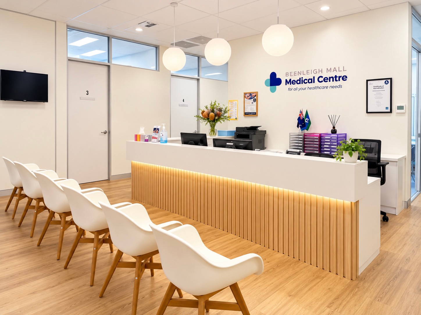 Reception and waiting area at Beenleigh Mall Medical Centre
